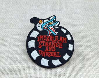 Strange and Unusual Beetle Snake Patch, Gothic Horror Embroidered Iron On Patch