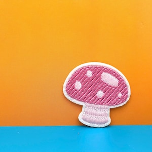 Small pink mushroom cute iron on patch/embroidered patch/funny patch/applique/sew on patch