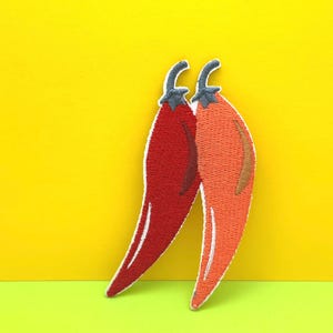 Chili Pepper Iron On Patch: Embroidered Applique