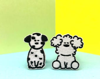 Dog Embroidered Patch: Dalmatian & Poodle Iron On Appliques