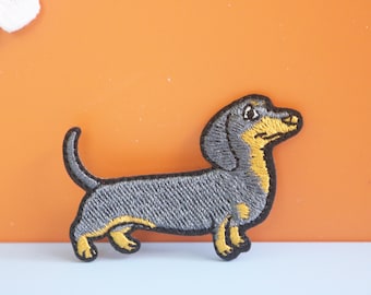 Dachshund Patch: Embroidered Iron-On Dog Applique