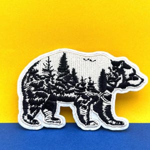 Bear Forest Wilderness Silhouette Animal iron on patch/embroidered patch/Hiking Adventure fashion patch/applique/sew on DIY patch