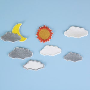 a set of 7 sky patch, moon, cloud patch, sun patch, iron on patch/embroidered patch/funny patch/applique/sew on patch