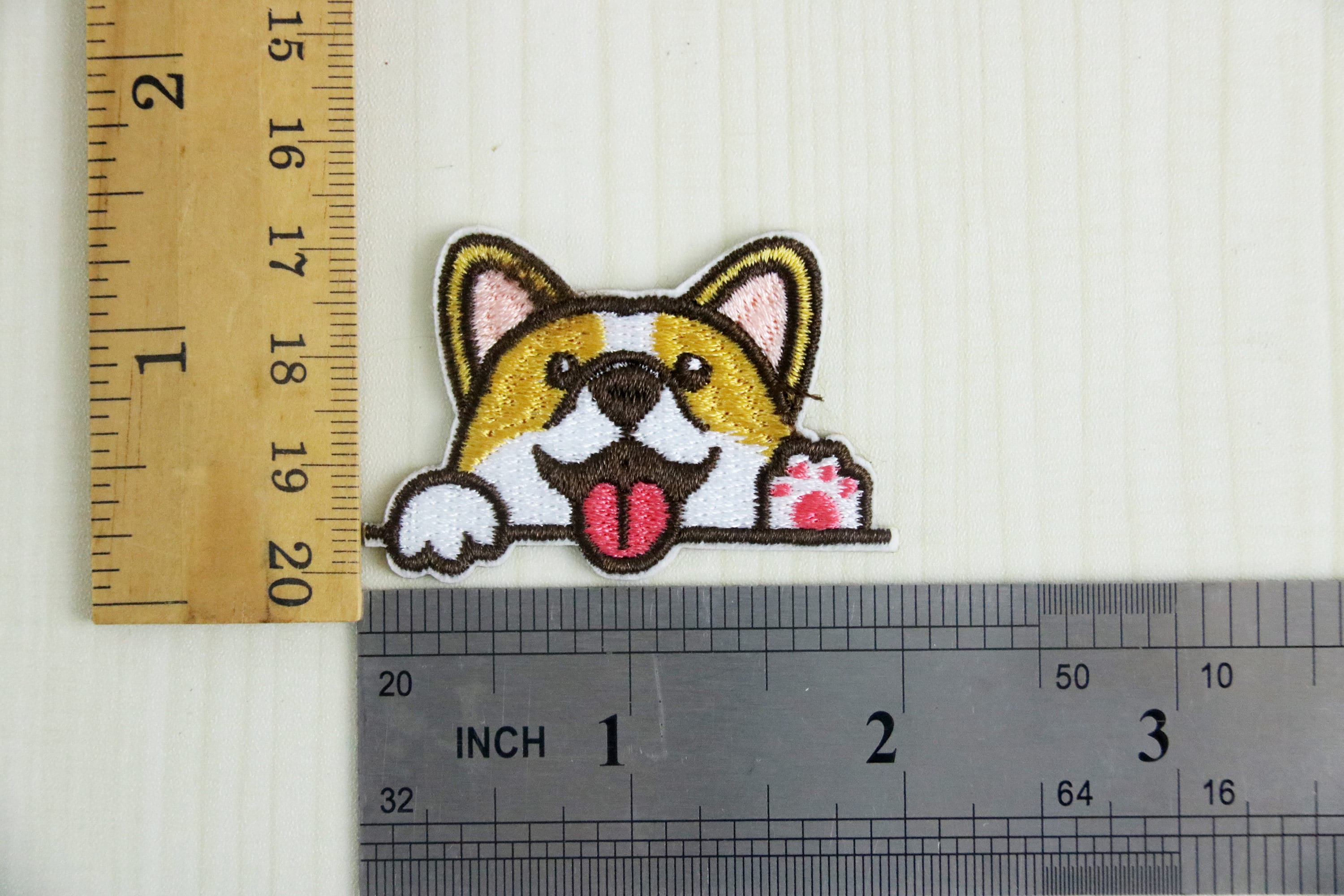 Funny Corgi Dog Paw Iron-On Patch - Cute Sit Jump Embroidered Applique For Jackets, Jeans, Backpacks DIY Repair - View #3