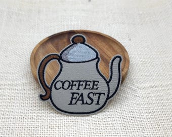 Retro Coffee Pot Iron On Patch, Kitchen Decor