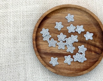 5pcs Tiny Silver Star Iron On Patch: Star Embroidered Applique