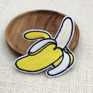 Banana Embroidered Iron-On Patch: Funny Fruit Applique