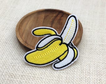 Écusson thermocollant brodé banane : appliqué de fruits amusants