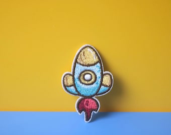 Colorful Rocket Ship Embroidered Iron-On Patch