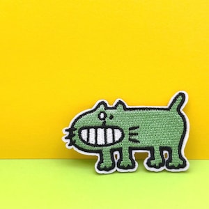 Lustiges Gesicht Grüne Katze Aufnäher/ Aufbügler/ gestickter Patch/ Aufnäher/ Applikation
