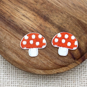 Red Mushroom Patch (2 Pieces): Fly Agaric Embroidered Applique