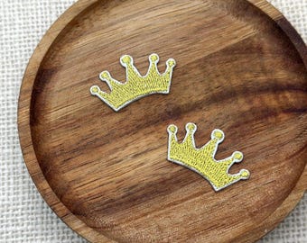 Crown 2pc Embroidery Patch/Sticker, Mini Iron On Applique