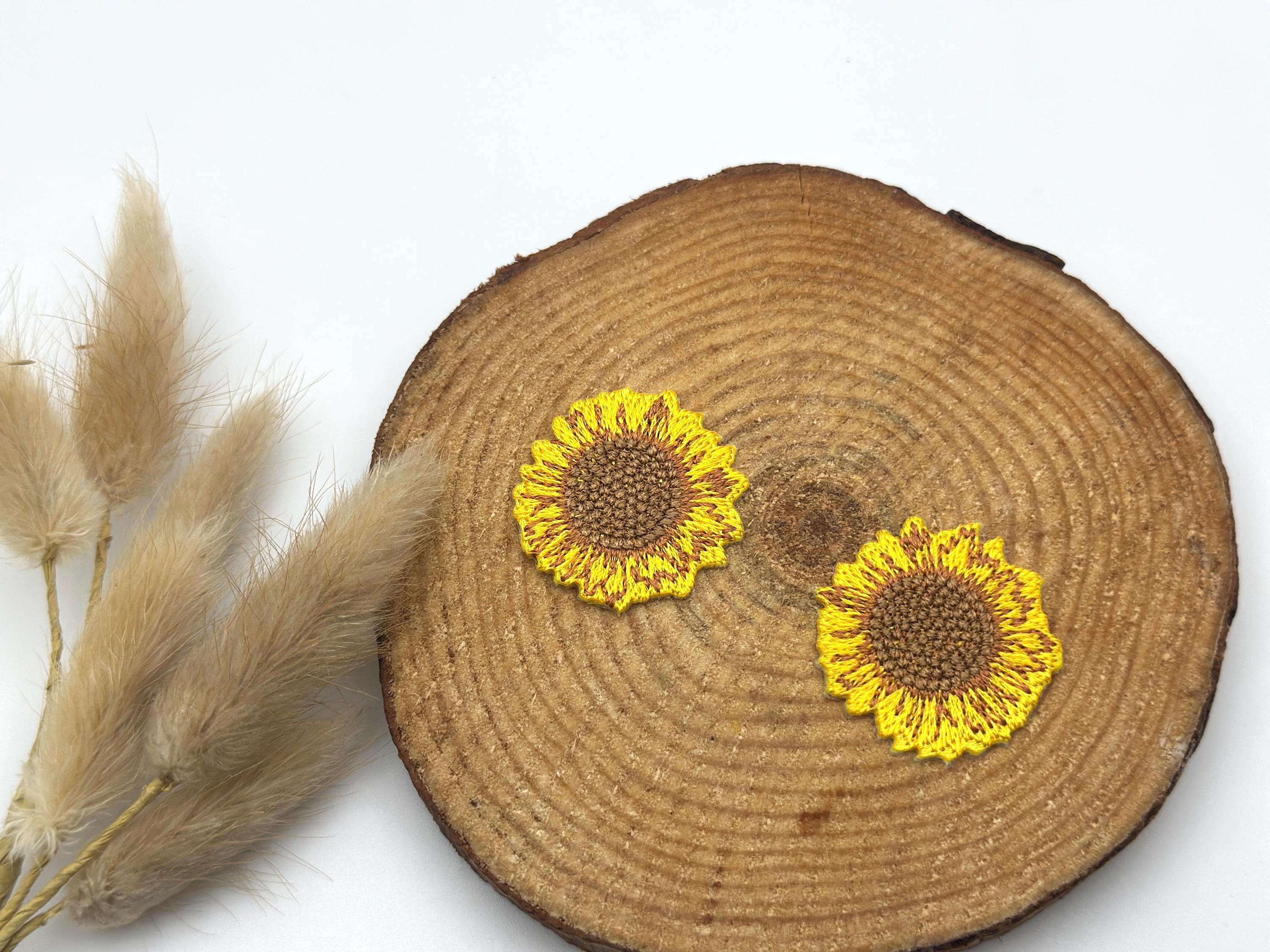 Sonnenblume Aufnäher 2er Set - Gelb Braun Gestickte Aufnäher Zum Aufbügeln