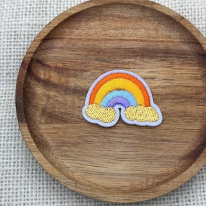 Rainbow with Golden Cloud Embroidered Iron-On Patch