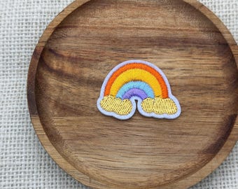Rainbow with Golden Cloud Embroidered Iron-On Patch