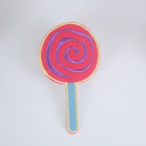 Lollipop Embroidered Iron-On Patch: Candy Applique