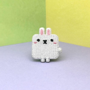 Cute Rabbit Bunny self-adhesive patch, Kawaii Animal iron on patch/embroidered patch/funny patch/applique/sew on patch