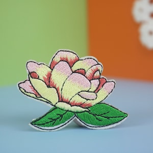 Lotus Flower Patch: Embroidered Iron-On Applique
