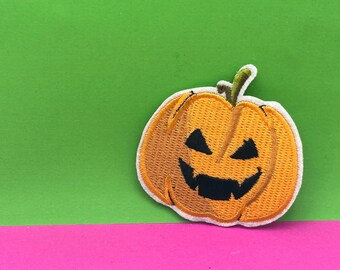 Gestickter Kürbis Aufnäher – Halloween Kürbis Aufnäher