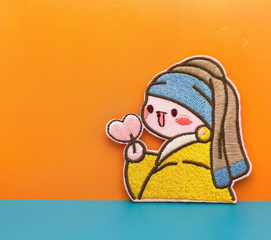 Whimsy Patch Ideas Whimsical Girl With Pearl Earring Embroidered Patch - Funny Applique - Etsy
