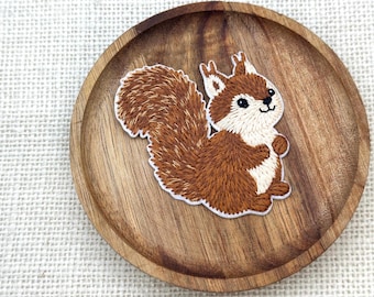 Squirrel Embroidered Iron On Patch / Sticker