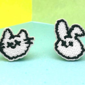 Parches termoadhesivos de gato y conejo kawaii: aplique bordado