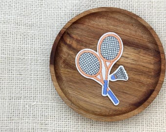 Écusson brodé pour raquette de badminton : appliqué pour sports amusants