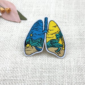 Wild Lungs Embroidered Patch: Mountain & Beach Iron-On Applique