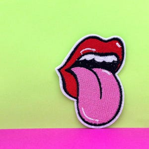 big tongue patch, red lip patch, iron on patch/embroidered patch/funny patch/applique/sew on patch