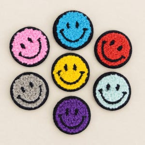 Chenille Smile Emoji Patch: Iron On Embroidered Applique