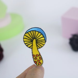 Mushroom Embroidered Iron-On Patch: Funny Applique
