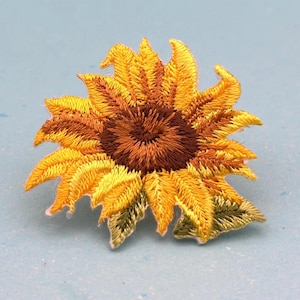 Gelbe Sonnenblume gestickter Aufnäher - Applikation zum Aufbügeln