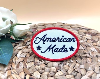 Patch oval patriótico fabricado nos EUA: aplique bordado termocolante