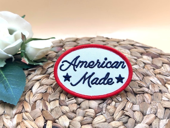 American Made Patriotic Oval Patch: Iron-On Embroidered Applique