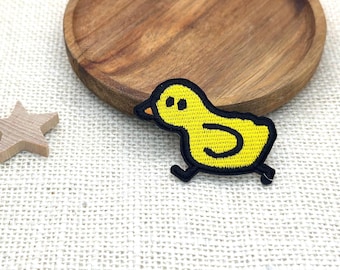 Yellow Chick Embroidered Iron On Patch, Comic Animal Applique
