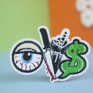 I hate money patch, eye, mammonism patch, iron on patch/embroidered patch/funny patch/applique/sew on patch