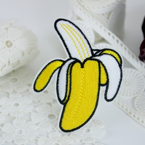 Banana Embroidered Iron-On Patch: Funny Fruit Applique