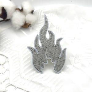 Silver Flame Fun Fire Streetwear iron on patch/embroidered patch/funny patch/applique/sew on DIY patch