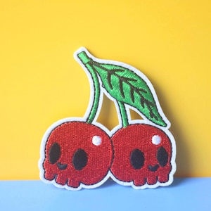 skull cherry unique iron on patch/embroidered patch/funny patch/applique/sew on patch for jackets, bags, or DIY