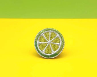 Lime Slice Iron-On Patch, Embroidered Applique