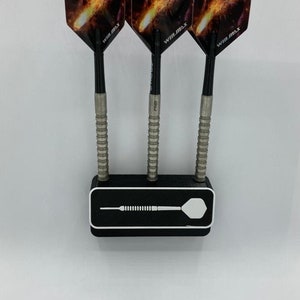 Personalized wall holder for steel and soft darts with your own name without visible screw holes image 2