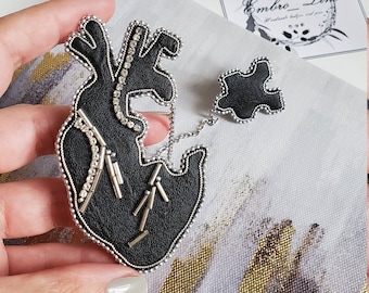 Anatomical heart gothic brooch, When calls the heart shaped brooch graduation gift