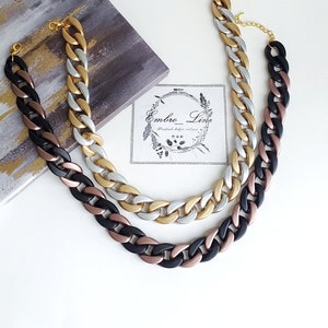 Acrylic link chain cuban necklace, Chunky acrylic choker necklace y2k fashion
