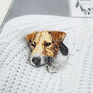 Mascota de foto retrato broche moderno, Broche único pin de retrato de mascota personalizado, Retrato bordado perro con cordones imagen 2