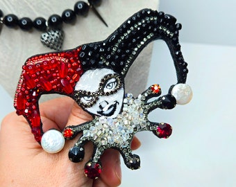 Harley Quinn anime embroidery brooch, Joker jewelry unique brooch anime patch