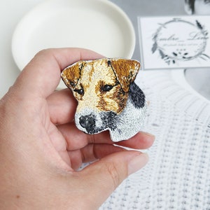 Mascota de foto retrato broche moderno, Broche único pin de retrato de mascota personalizado, Retrato bordado perro con cordones imagen 8