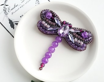Rhinestone dragonfly bug brooch, Crystal dragonfly insect unique brooch, Dragonfly brooch pin beetle brooch