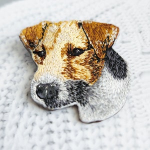 Mascota de foto retrato broche moderno, Broche único pin de retrato de mascota personalizado, Retrato bordado perro con cordones imagen 1