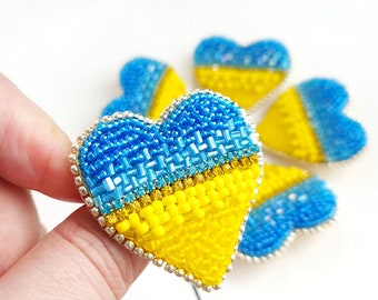 When calls the heart shaped brooch, Support Ukraine jewelry modern brooch, Stand with Ukraine bead brooch