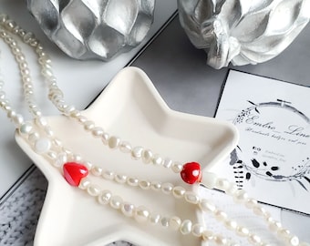 Baroque freshwater pearl choker, Real shell chocker necklace y2k fashion, Mushroom earrings real shell jewelry